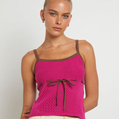 Insight Quinn Crochet Tank Top in Magenta