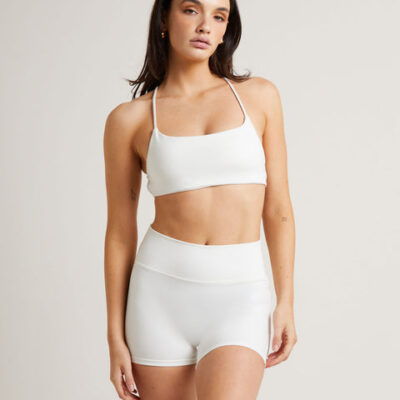 Subtitled Sports Club Stringy Cross Back Crop Top in White