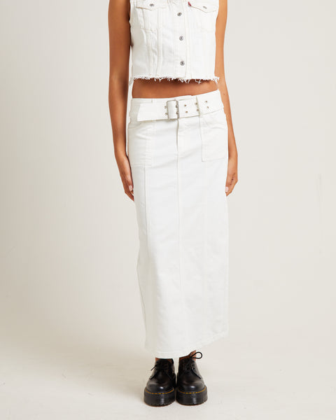 Insight Billy Denim Maxi Skirt Vintage White