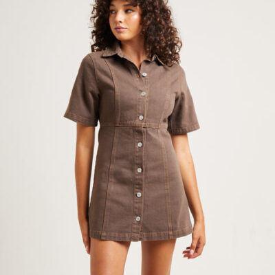 Insight Rio Denim Mini Dress Washed Sepia