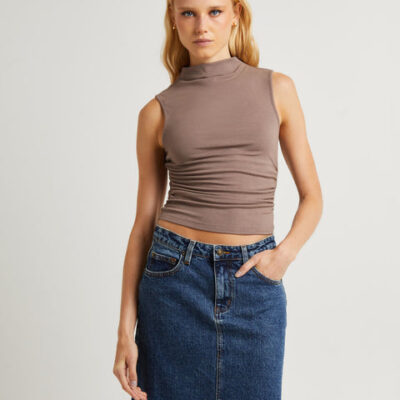 Alice In The Eve Avery High Neck Ruch Tank Top