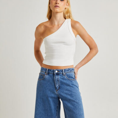 Abrand Heather One Shoulder Top White Sand