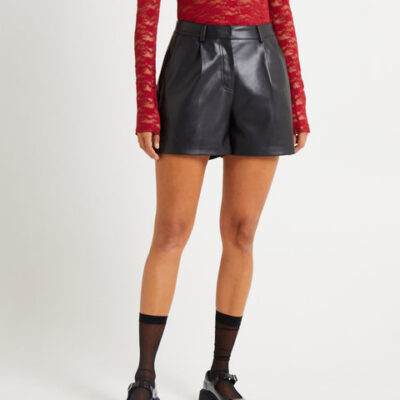Alice In The Eve Cleo PU Tailored Shorts Black