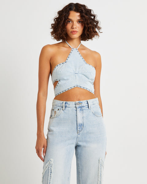 One Teaspoon Diamonde Star Denim Top
