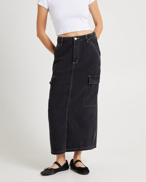 Lee Cargo Midi Denim Skirt Throwback