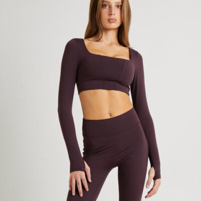 Subtitled Sports Club Square Neck Seam Long Sleeve Top