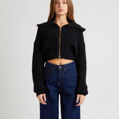 Subtitled Simmy Double Zip Knit Top
