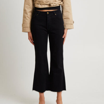 Rollas Classic Flare Crop Denim Jeans Jet
