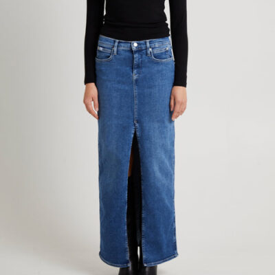 Calvin Klein Front Split Hem Denim Maxi Skirt