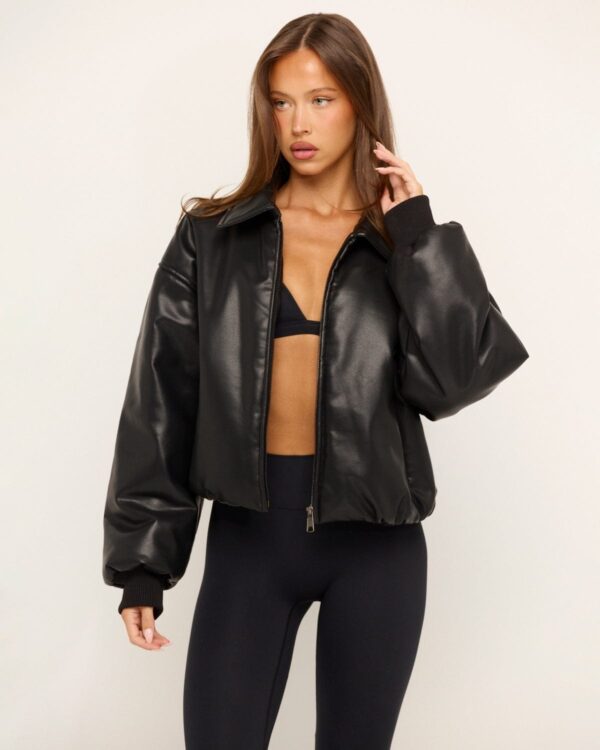 CSB Faux Leather Bomber Jacket - Image 2