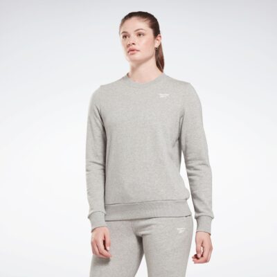 Reebok Identity Small Logo French Terry Crew Sweatshirt Medium Grey Heather