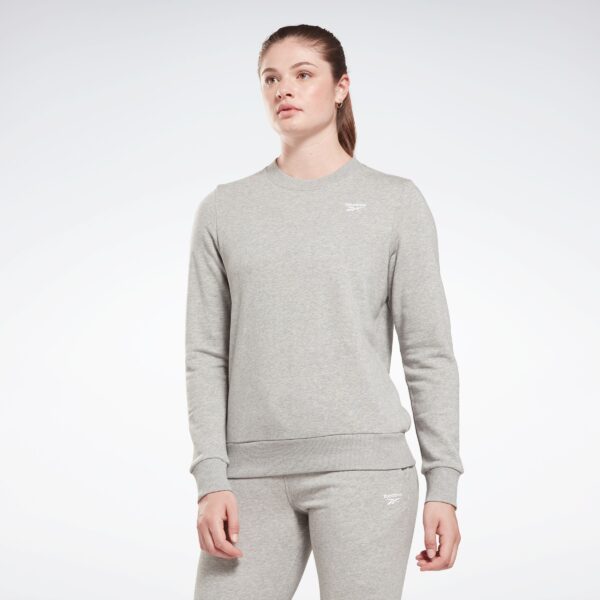 Reebok Identity Small Logo French Terry Crew Sweatshirt Medium Grey Heather