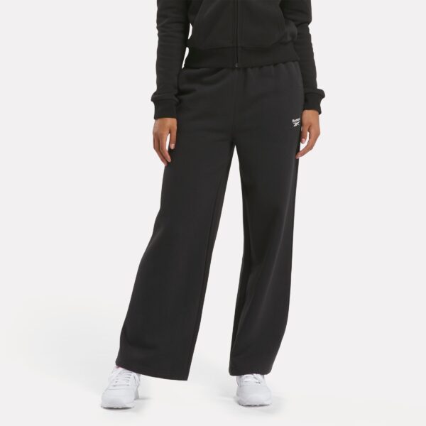 Reebok Identity Small Logo Fleece Wide Leg Pants Black