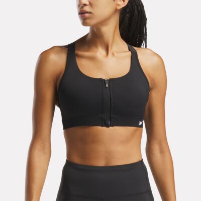 Reebok Lux Front-Zip High Impact Bra Black