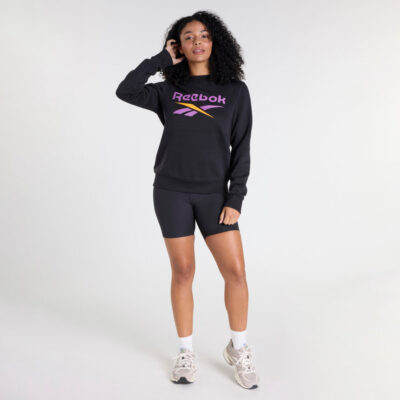 Reebok Identity Big Logo Fleece Crew Sweatshirt Black/Purple/Electric Amber