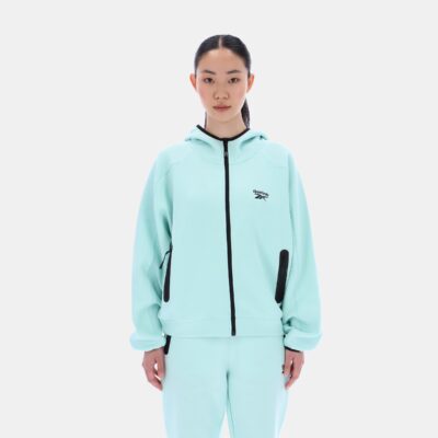 Reebok Hooded Vector Top Dusty Glitch Aqua