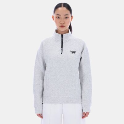 Reebok 3/4 Zip Overhead Top Silver Marl