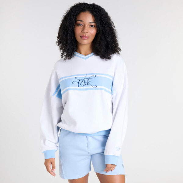 Reebok Rbk World V Neck Crew White/ Y2k Blue - Image 2