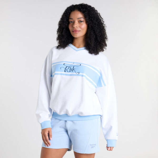 Reebok Rbk World V Neck Crew White/ Y2k Blue - Image 3