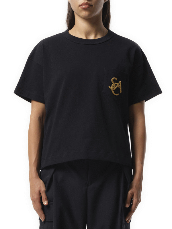 Sacai Emblem Cotton Jersey T-Shirt in Navy