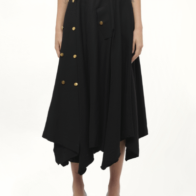 Loewe Gold Button Skirt in Black