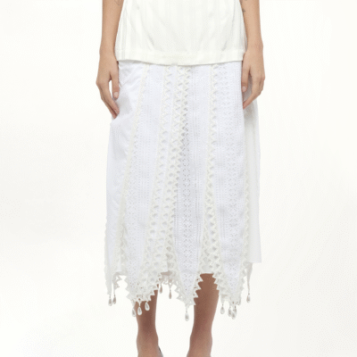 Loewe Lace Petal Skirt in White
