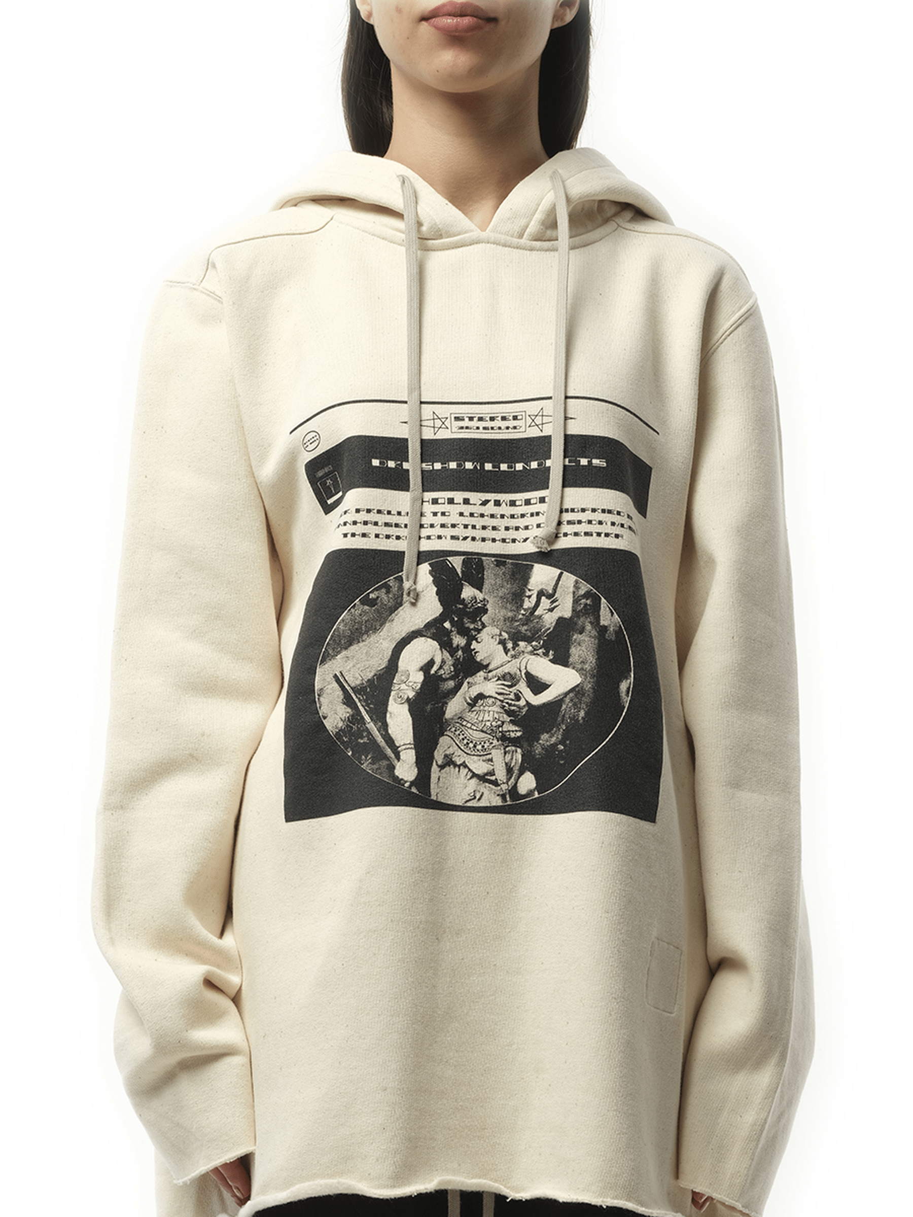 Rick Owens Drkshdw Opera Print Oversize Hoodie in Natural/Black - Miss Nelly
