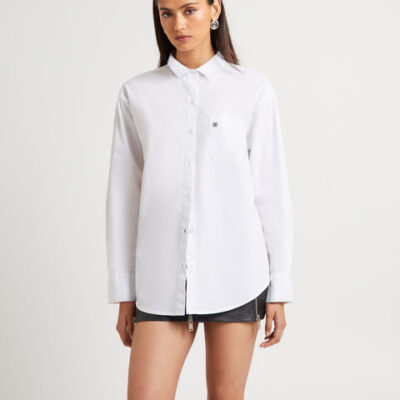 Subtitled Oversized Poplin Shirt
