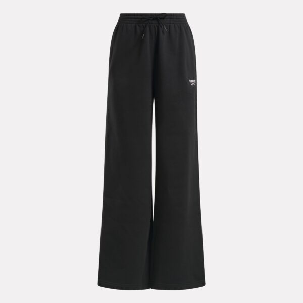 Reebok Identity Small Logo Fleece Wide Leg Pants Black - Image 4