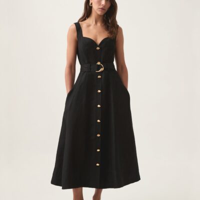 Aje. Clay Belted Midi Dress