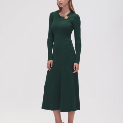 Aje. Crescent Knit Midi Dress