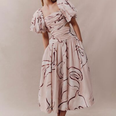 Aje. Marianne Ruched Midi Dress
