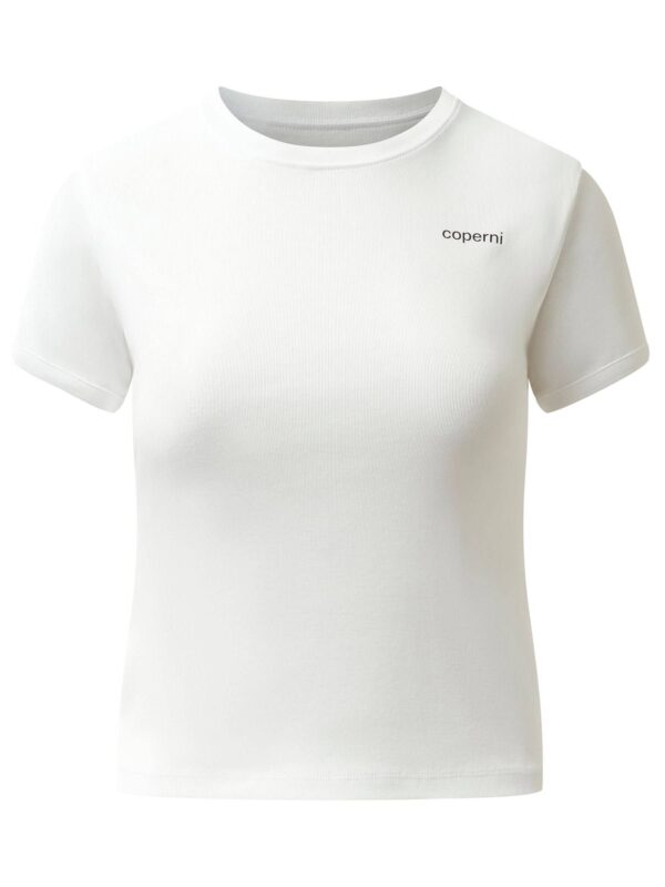 Coperni Logo Slim Fit T-Shirt in White/Black - Image 2