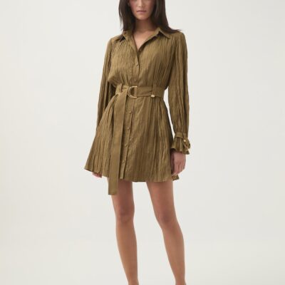 Aje. Bays Crushed Pleat Mini Dress