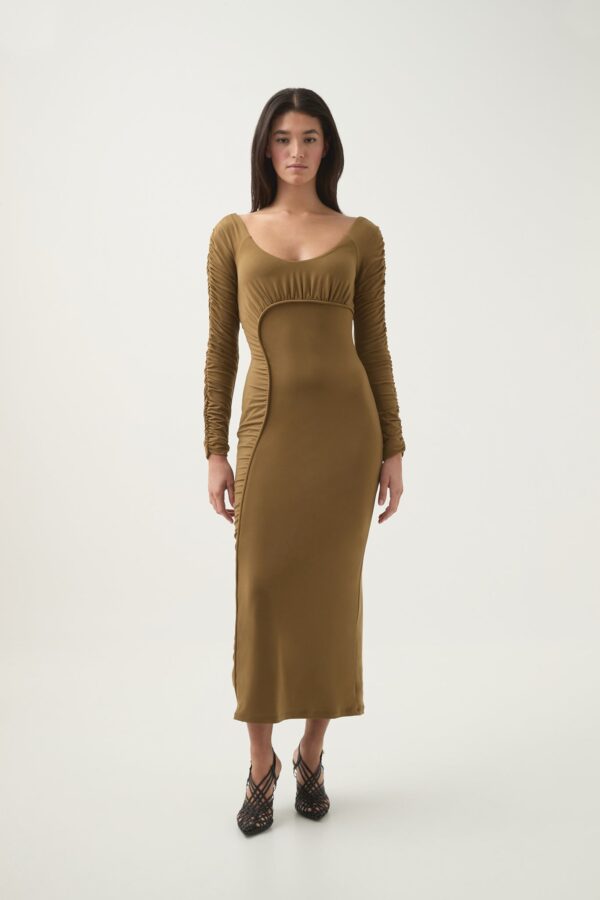 Aje. Cini Gathered Midi Dress - Image 3