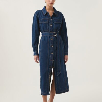 Aje. Neo Denim Midi Dress