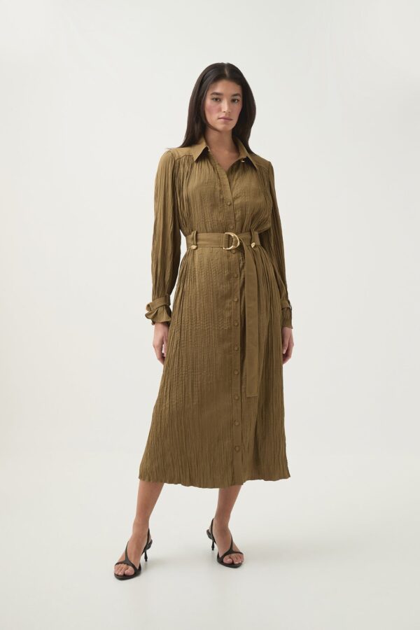 Aje. Bays Crushed Pleat Midi Dress