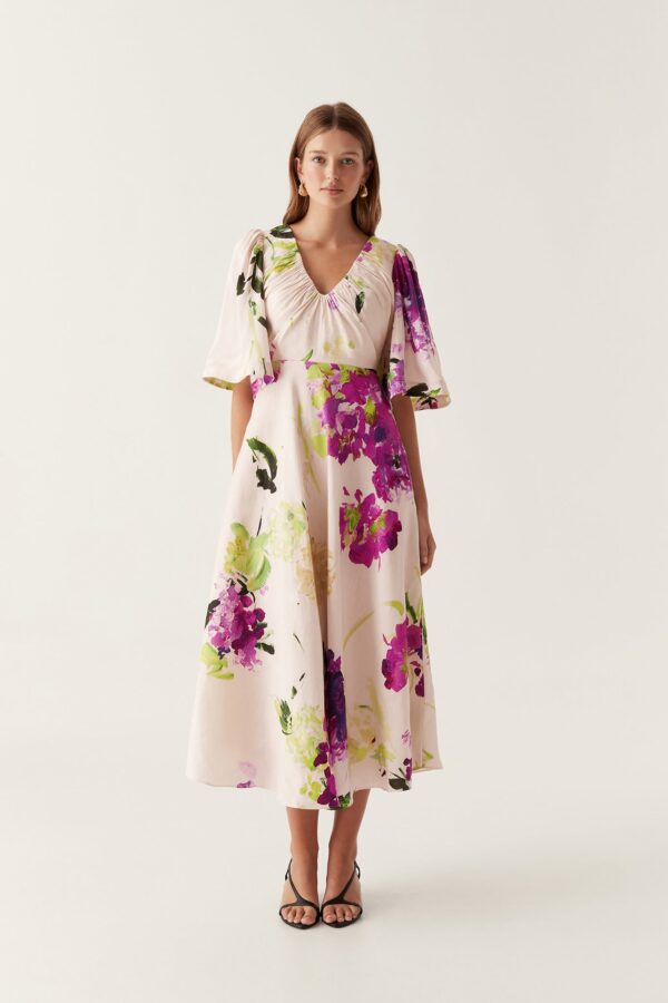 Aje. Gilda Bell Sleeve Midi Dress