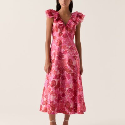 Aje. Enchanted Plunge Midi Dress