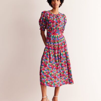 Boden Liv Pleat Detail Midi Dress