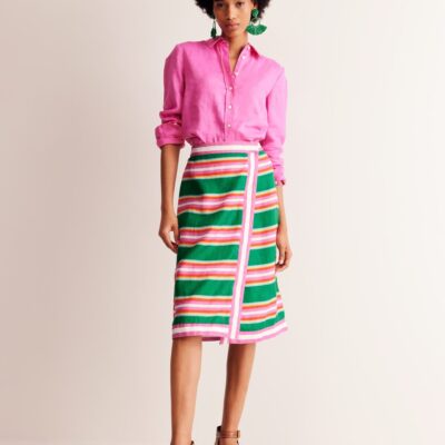 Boden Linen Border Wrap Skirt