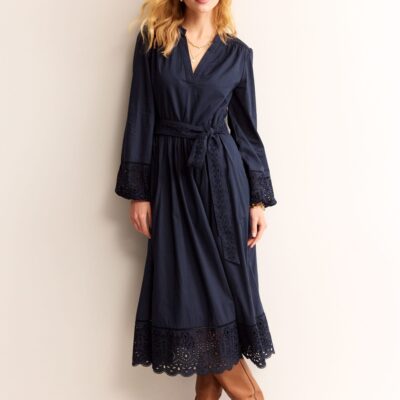 Boden Jen Broderie Cotton Midi Dress