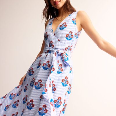 Boden Linen Wrap Midi Dress