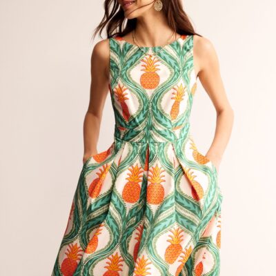 Boden Sleeveless Pleat Midi Dress