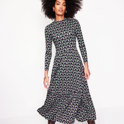 Boden High Neck Tiered Jersey Dress