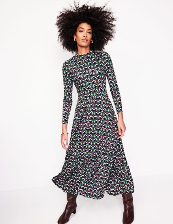 Boden High Neck Tiered Jersey Dress