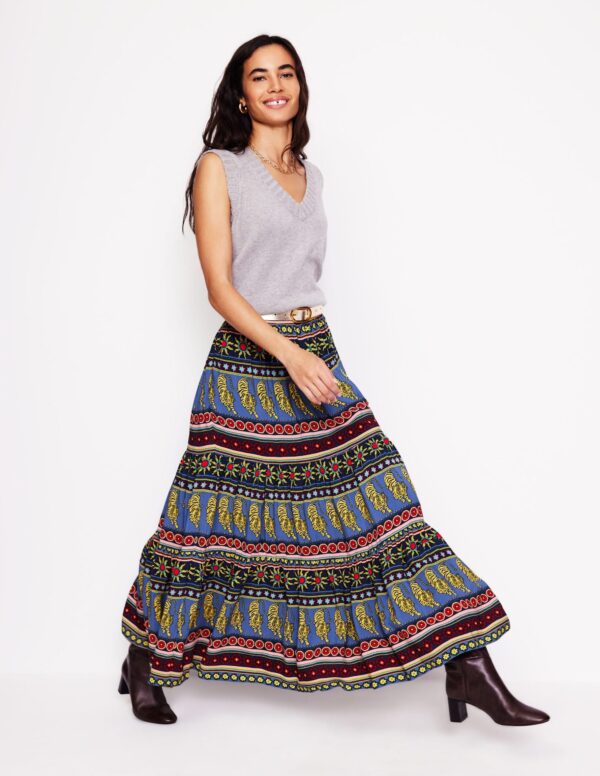 Boden Viv Crepe Tiered Maxi Skirt