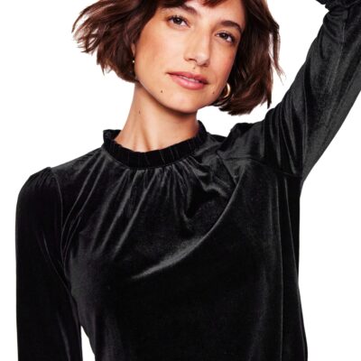 Boden Velvet Frill Neck Top