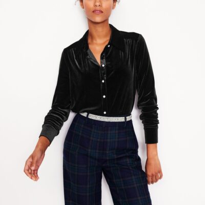 Boden Jewel Button Velvet Shirt