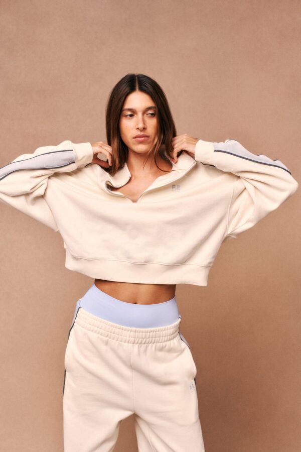 P.E Nation Global Align Zip Neck Sweat In Whisper White - Image 2